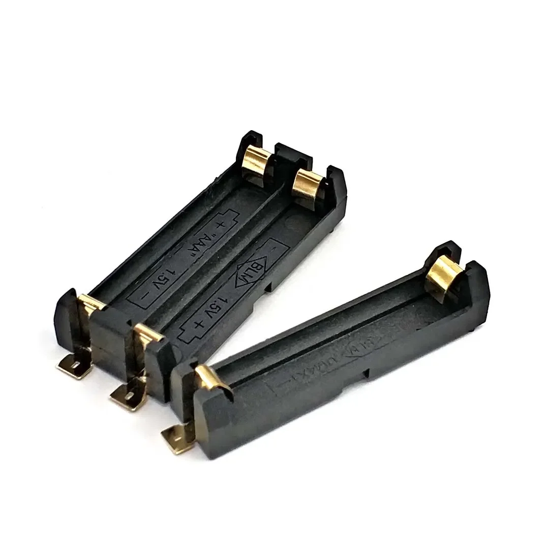 Alta qualidade 1/2 slot aaa suporte de bateria smd smt caixa de bateria com pinos de bronze diy caixa de mola de bateria de lítio