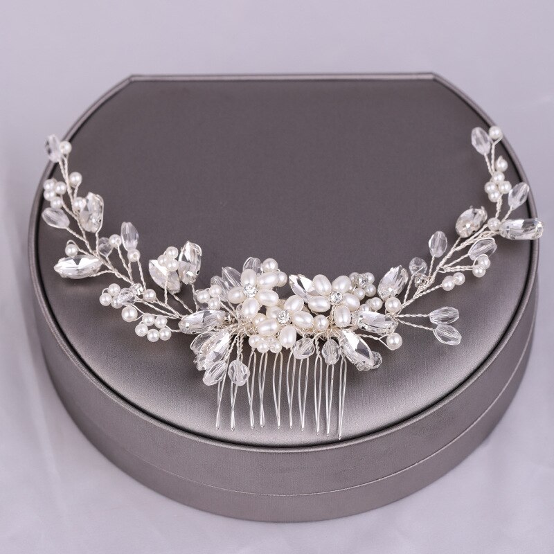 Peineta para el pelo de boda, horquillas y pinzas para el pelo de perlas para mujer, tocado de novia con diamantes de imitación, accesorios de joyas para el cabello de novia, 2025