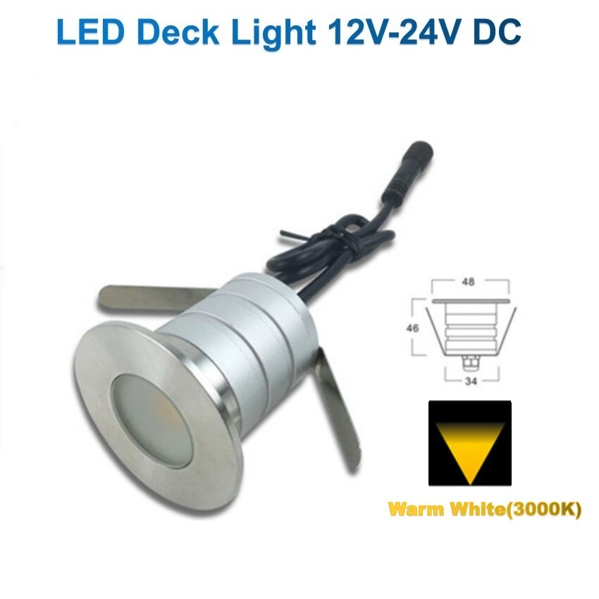 1 st. 3w led dekverlichting bootverlichting roestvrij staal buitenverlichting tuin terras dak overhang zand tuin waterdicht: Warm wit 3000k
