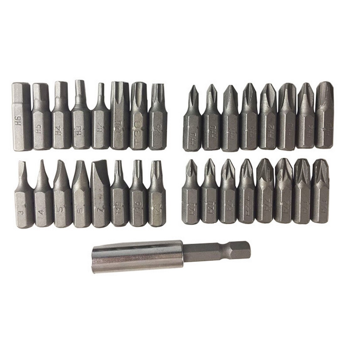 33pcs Security Tamper Proof Bit Set Torx Hex Star Spanner Screwdriver Tip Hand Tool Set Chrome-vanadium Steel