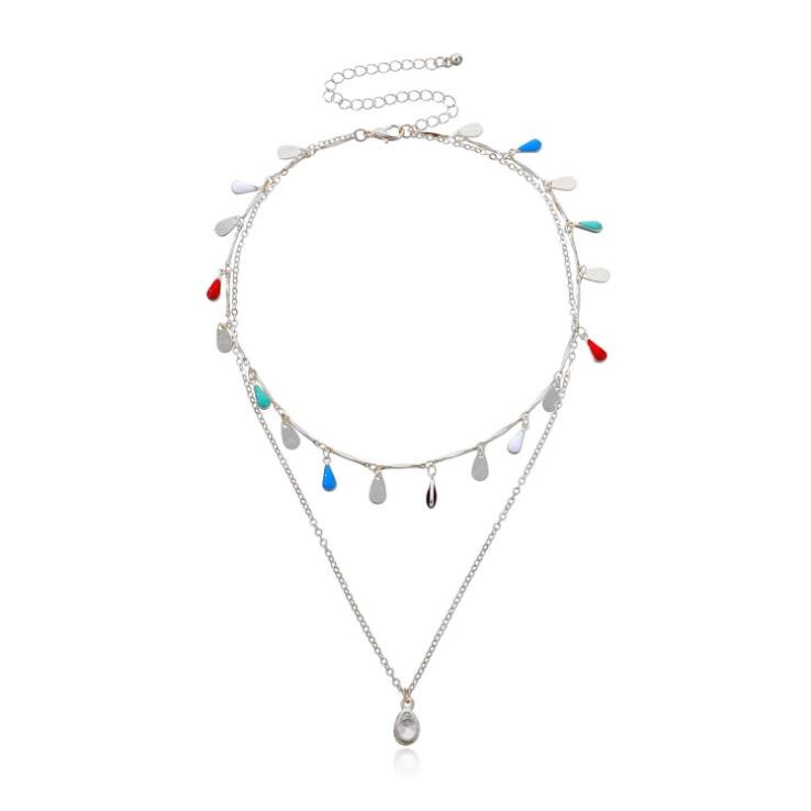 Bohemian Drip-Geglazuurd Liefde Cross Ketting Voor Vrouwen Multi-Layer Kleurrijke Kwasten Crystal Hanger Choker Ketting Mode-sieraden: NY-177-1