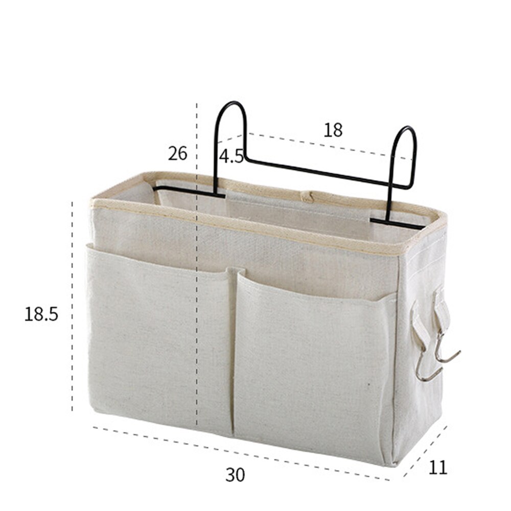 Lærred sengelinned hængende lomme opbevaringspose soveværelse magasin opbevaringspose ble caddy legetøjsholder baby tissuekasse hjem arrangør: 01
