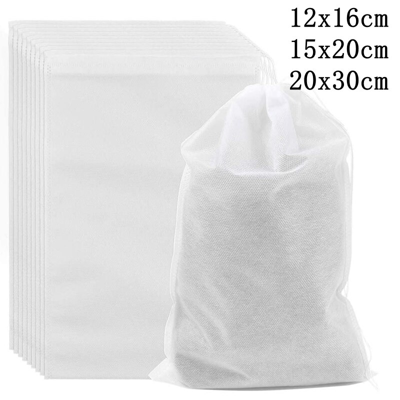 100Pcs 20x30cm Large Tea Bag Disposable Empty Tea Filter Bags No Mess Mesh Bags with Drawstring for Iced Coffee Loose Leaf Tea