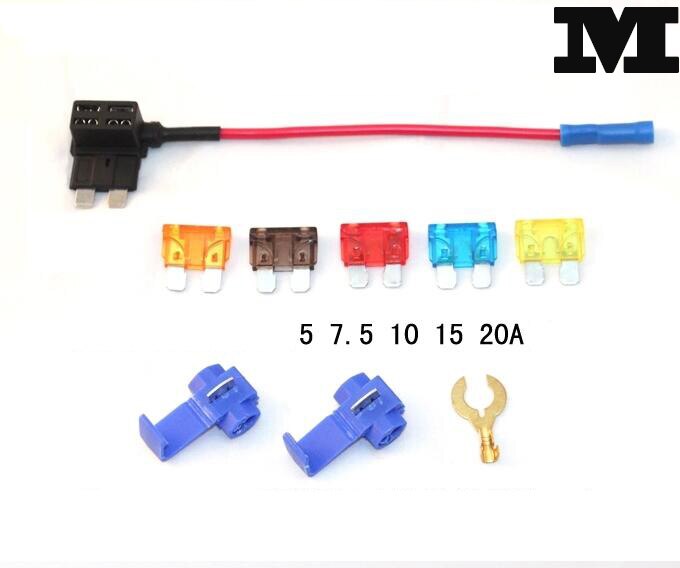 M/S/Mini size Fuse Adapter tap Dual Adapter Holder For Car Auto Truck 5/7.5/10/15/20A fuse+terminal: MULTI