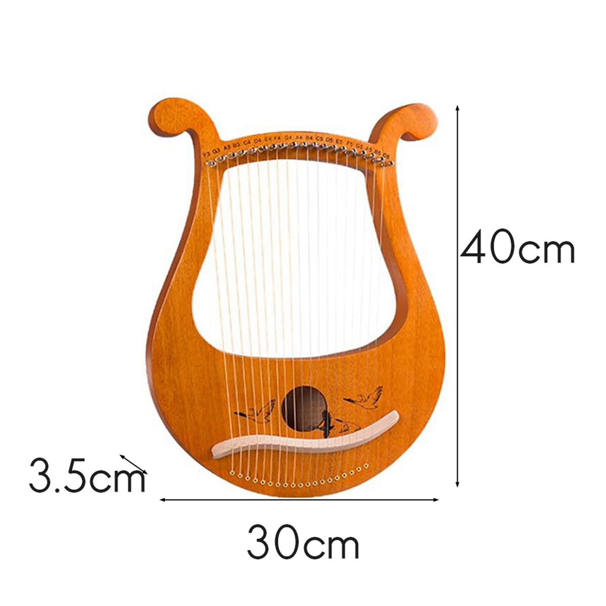 Lyre Harp,19 String Greek Violin,19 String Lyre Unique Patterns Carved Phonetic Symbols,For Music Lovers Beginners,Etc