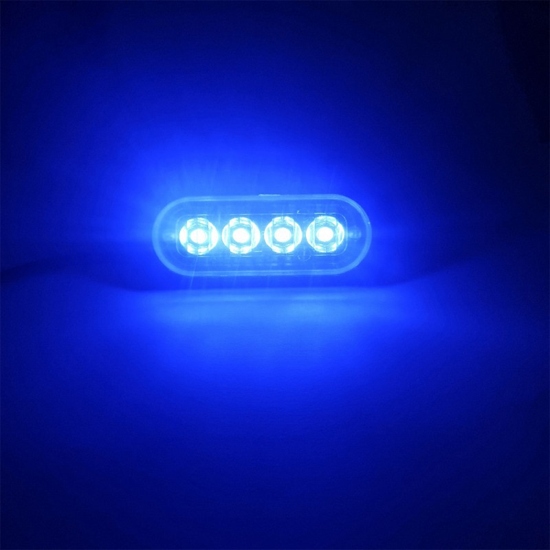 Marqueurs latéraux à 4 Led, feux d'avertissement longue et lumineuse, balise de voiture de camion, lampe de circulation jaune ambre et blanc 12V-24, nouveauté: Blue