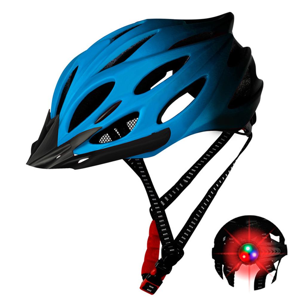 Cykelhjelm justerbar ultralet road mtb mountainbike cykelhjelm med baglys 54-62 cm helmes beskytter: Blå