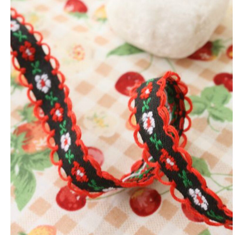 1/2 "  in 12mm 20 yard/lots enkel ansikte blomma jacquard vävt band 18 färger små öron spets