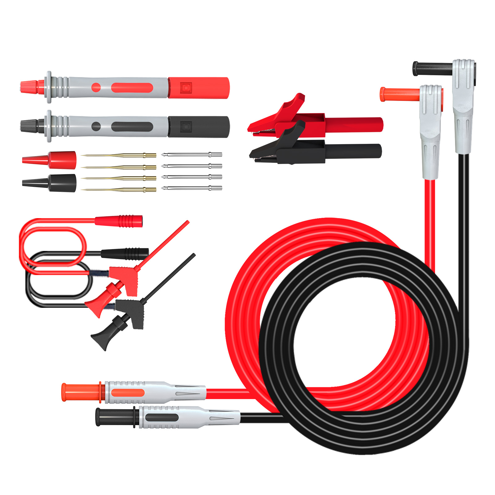 Cleqee  p1300 serie multimeter testledninger sæt 4mm bananstik kabler krokodille test krog clip probes spade stik bilværktøj