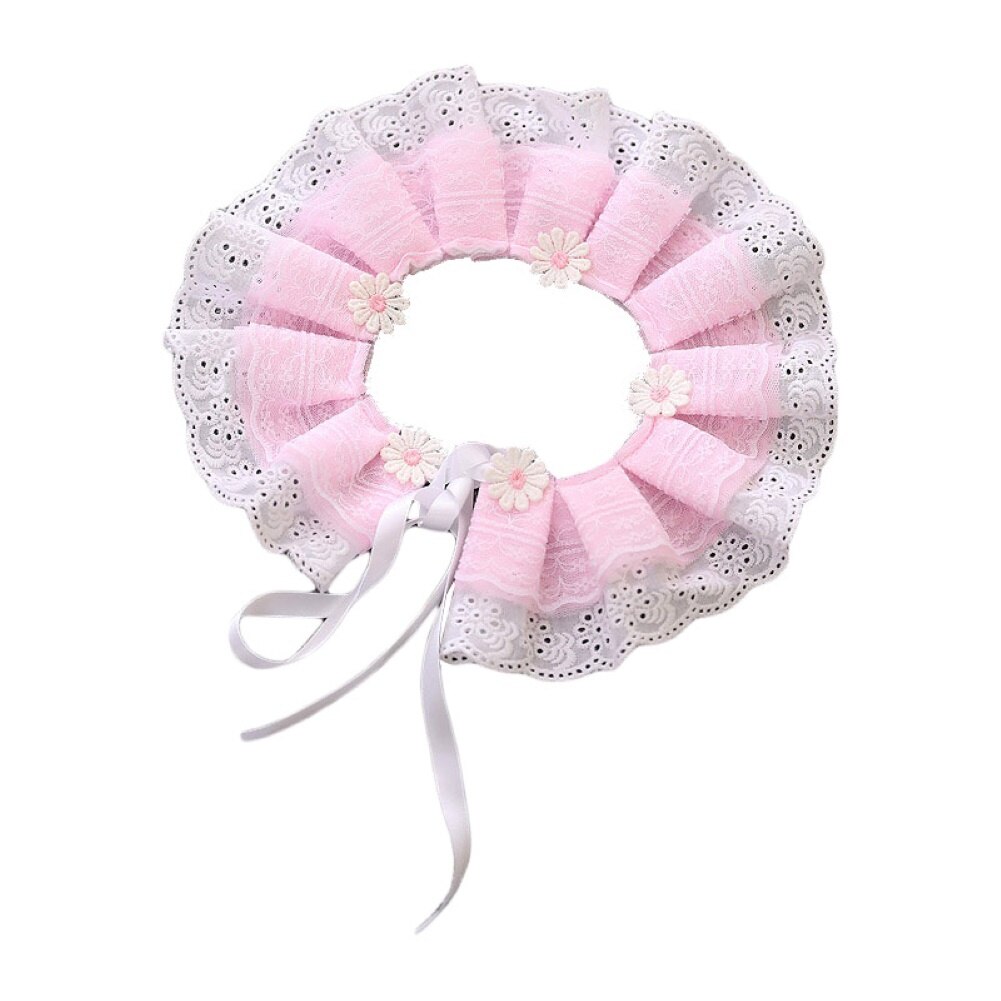 Collier cloche en dentelle pour chat, chaton fleur, nœud, ficelle, sangle de cou, fourniture pour animaux de compagnie, dentelle/fleur, décor de cou avec cloche: Pink Flower / S