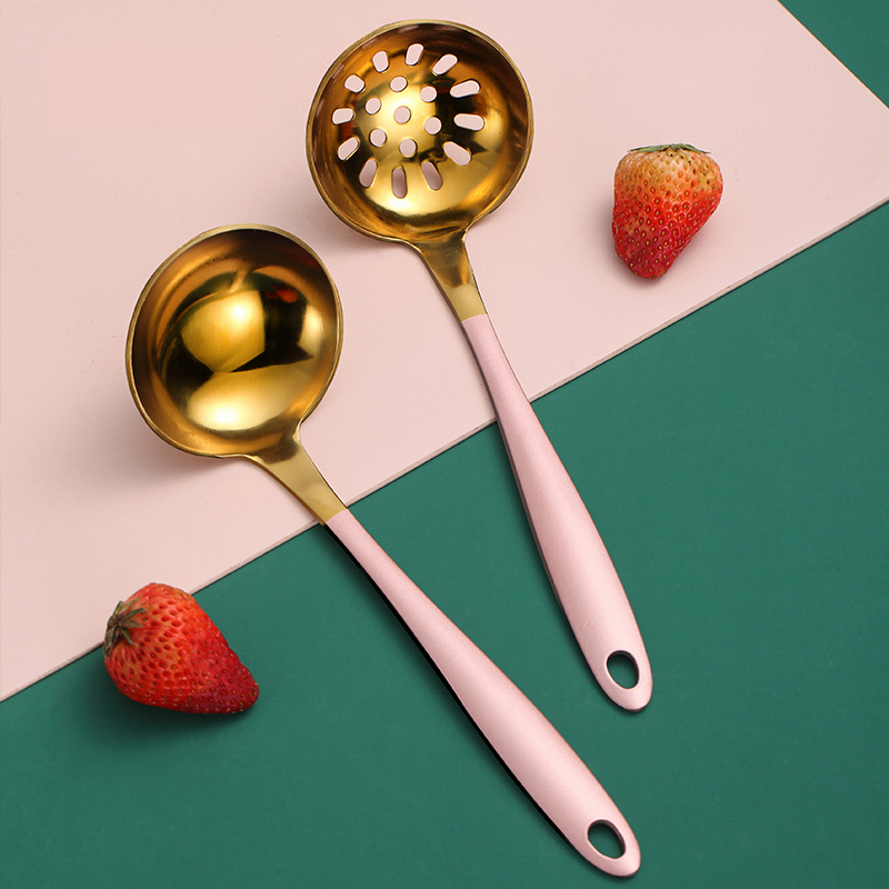 Gold Soup Ladle Stainless Steel Serving Spoon with Long Handle Tablespoon Kitchen Cooking Spoon Dining Spoon Soup Scoop