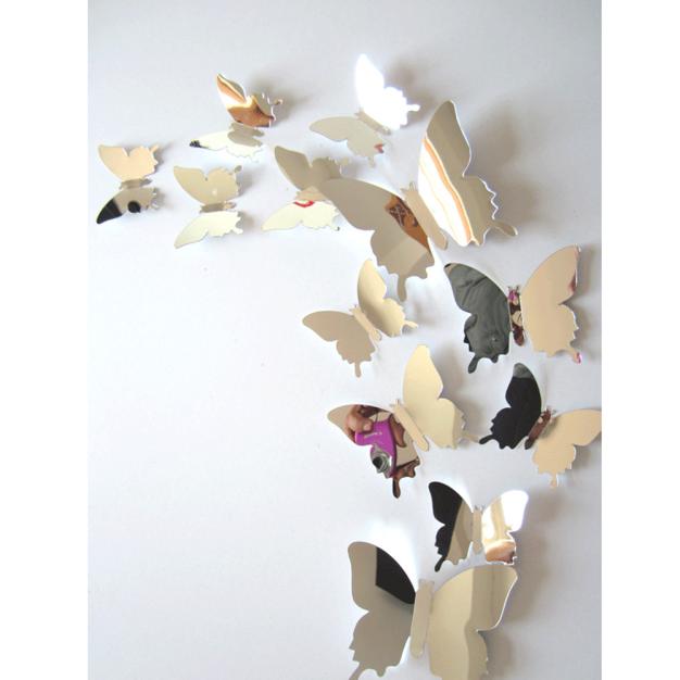 Top Selling Product Muurstickers Decal Vlinders 3D Spiegel Wall Art Thuis Decors Ondersteuning