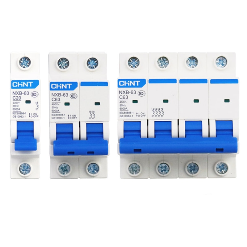 Chint mini air circuit breaker 1P 2P 3P 4P NXB-63 MCB circiut breaker for home light control system solar Pv Distribution cabnit
