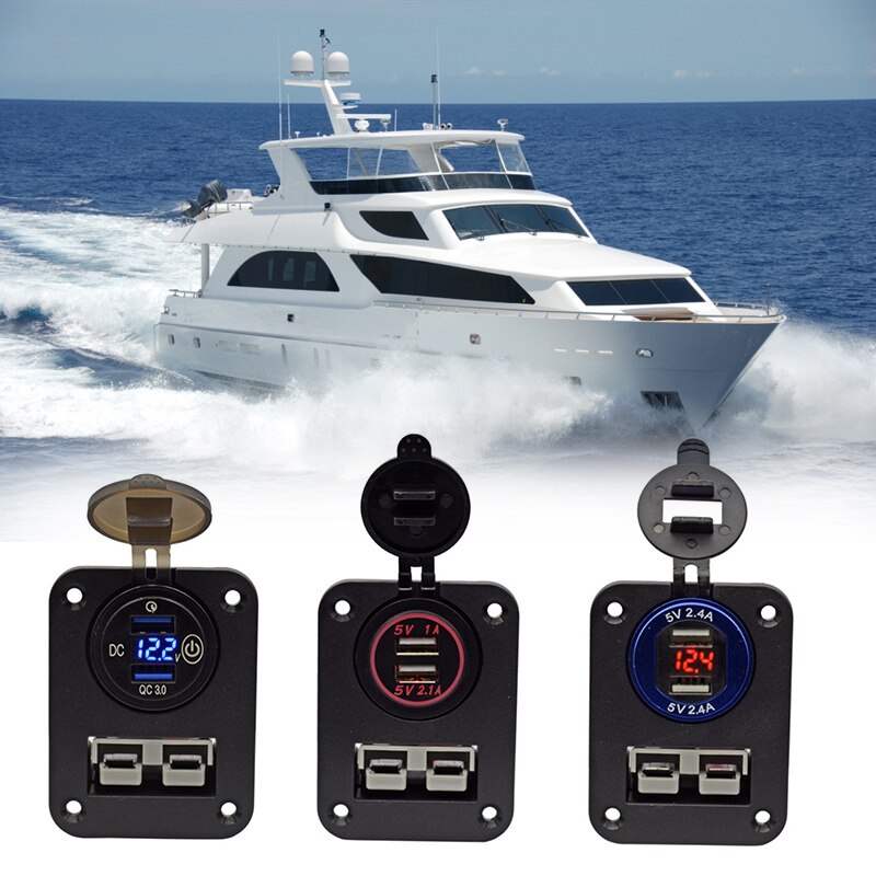 Flush Mount Anderson Plug Socket Dubbele Usb Charger Panel Voor Caravan Camper Boot Truck Rv