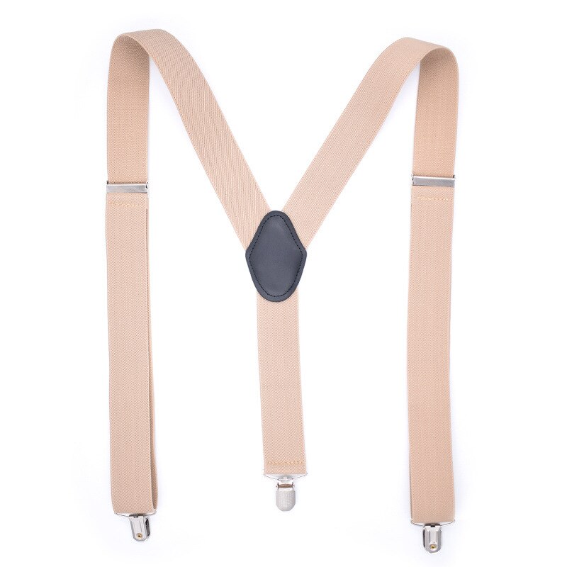 Olome 120 cmx 3.5cm svarta hängslen herr kvinnor 3 klammerjusterbara hängslen för byxbygel: Beige