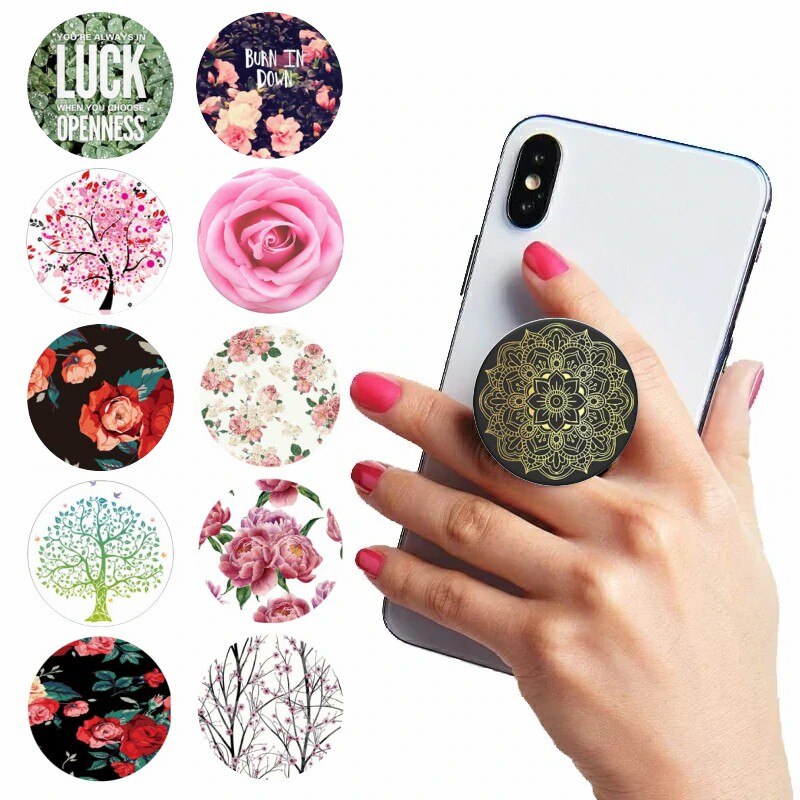 Phone Holder попсокет Lovely Flower Pattern Smartphone pocket socket Desk Stand Hand Finger Phones Ring Grip