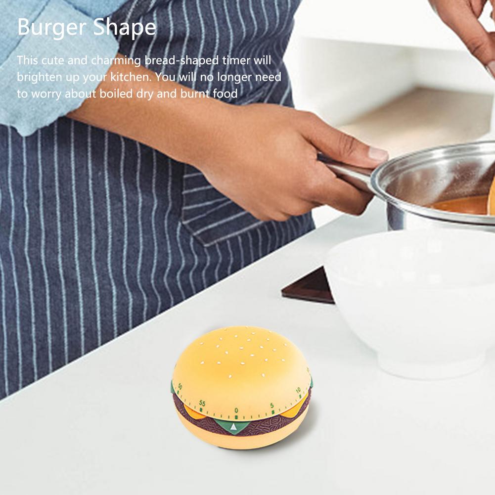 Kitchen Cooking Timer Burger Shape 60 Minutes Mechanical Timer Management Timer Alarm Clock Cooking Baking Tool