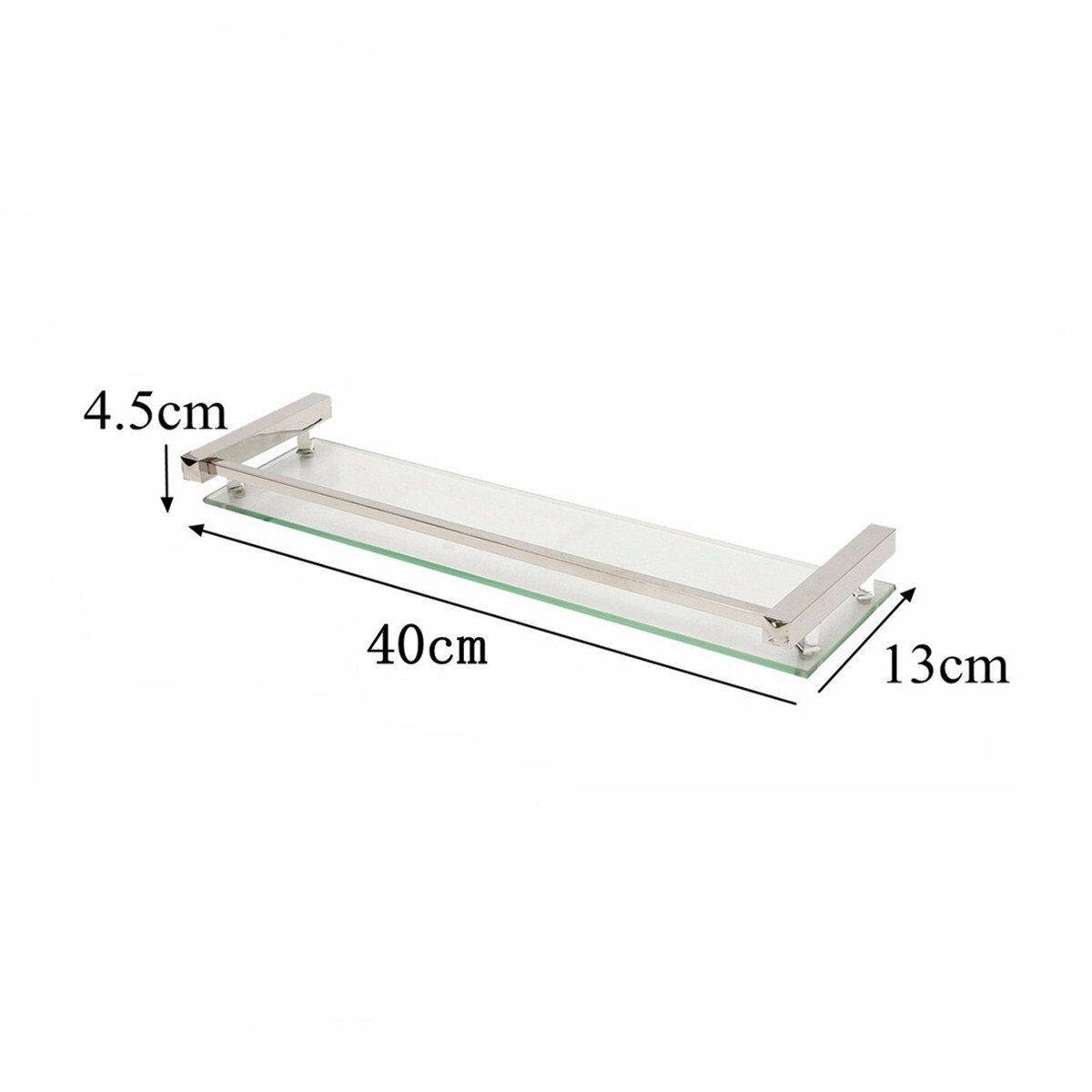 Bathroom Shower Shelf Glass Chrome Brass Shower Shelf Brass Base with Glass Tier Bathroom Hardware Wall Mount Shelf: 40cm