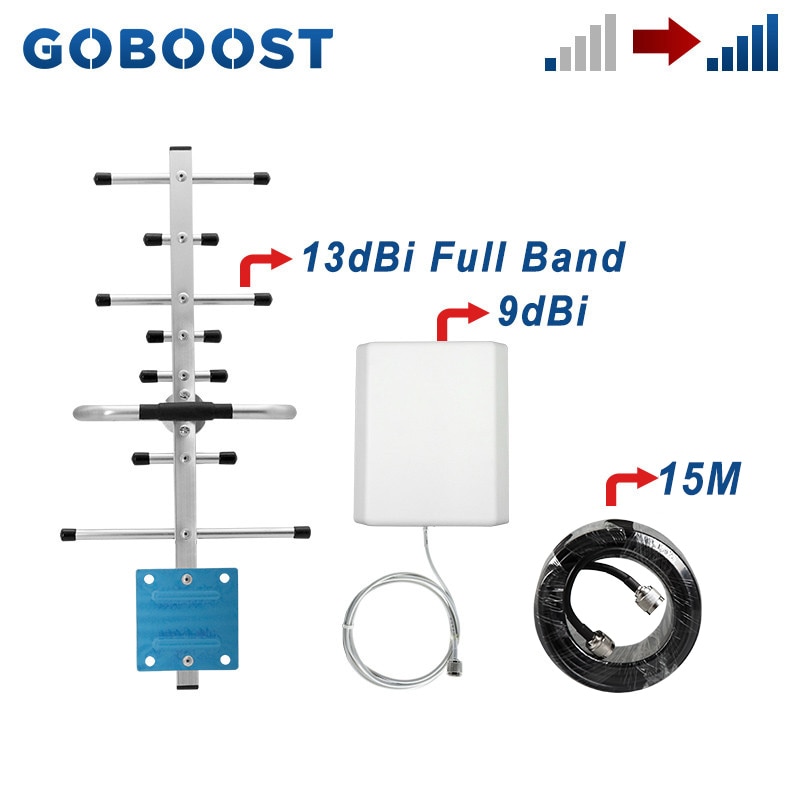 GOBOOST Full Band Outdoor Eight-Unit Yagi Antenna Wall-Mounted Indoor Antenna With 15M Cable For Cellular Booster Accessory Kit