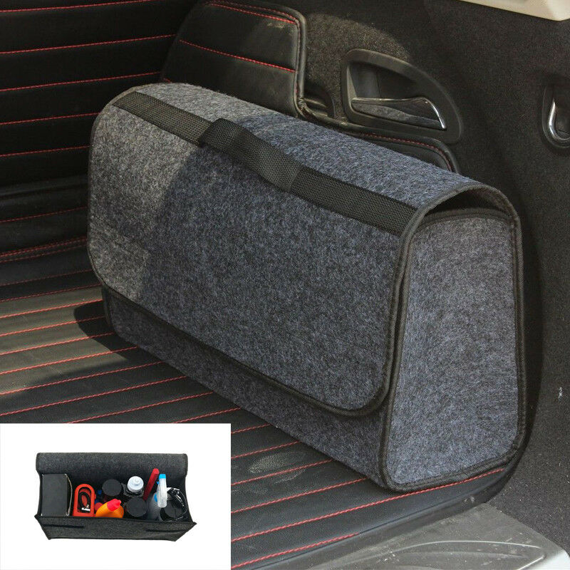 Multi-use Gray Felt Trunk Organizer Car SUV Storage Bag Travel Boot Box Foldable
