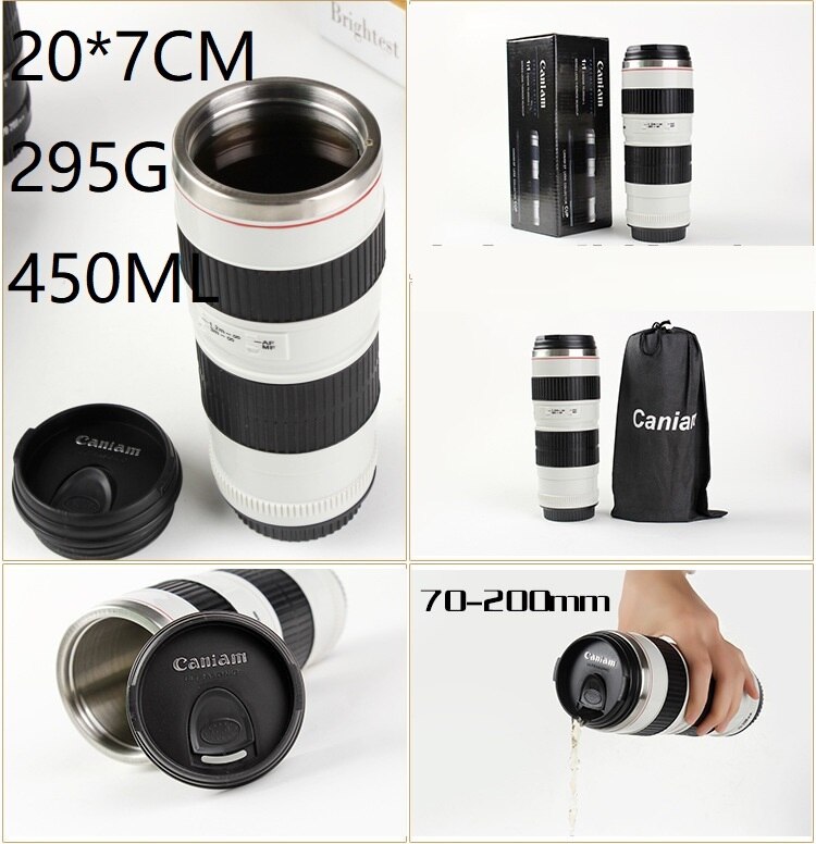 Kamera Objektiv Kaffee Becher Edelstahl Foto Isolierte Thermos Tasse Mit Deckel Fotograf SECHS Generation Emulation SLR Tasse: 2 Generation(Weiß)