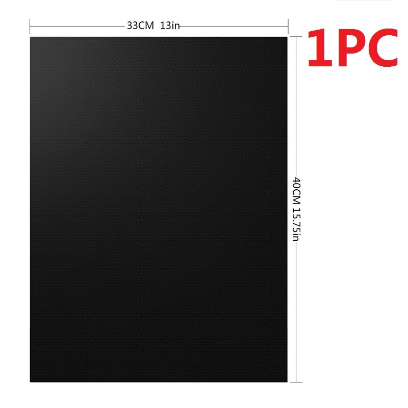 Tapis de cuisson pour Barbecue en PTFE, 40x30cm, plaque antiadhésive, réutilisable, pour l'extérieur: black 1pcs