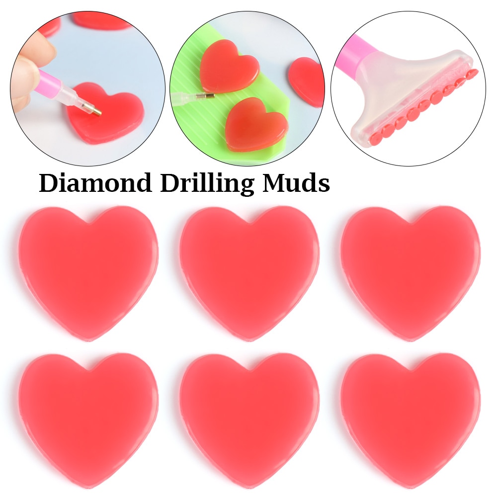 10PCS Resin 5D Pink Drilling Mud Crafts Dotting Heart Clay Painting DIY Nail Art Tools Handcraft Cross Stitch Accessories