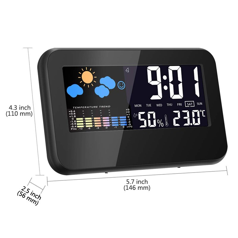 Digital LED Alarm Clock with Weather Forecast Station Colorful LCD Screen Digital Table Clock Backlight Multifunction Desk Watch