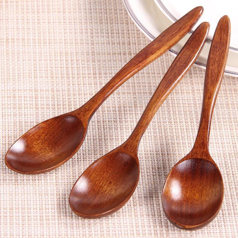 1Pcs 18Cm Natuurlijke Golf Houten Lepel Milieu Te Reinigen En Duurzaam Koken Honing Koffie Lepel Keuken Keuken levert