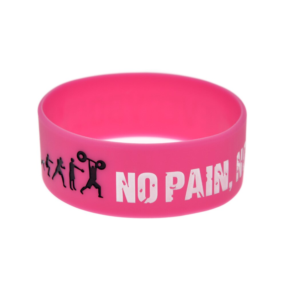 OBH 25PCS Everybody Fit No Pain No Gain Silicone Rubber Wristband One Inch Wide 2 Colors