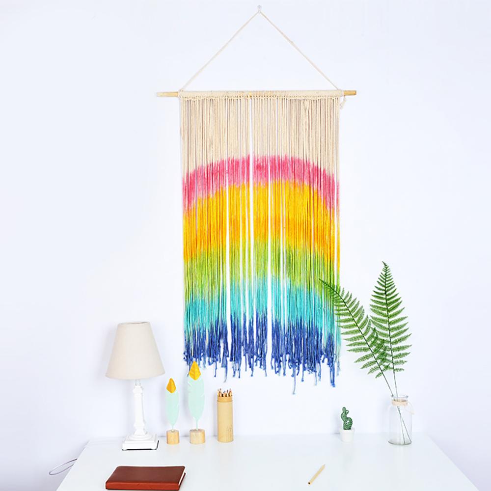 Macrame Muur Opknoping Rainbow Kleurrijke Handgemaakte Geweven Katoen Tapijt Muur Art Boho Bohemian Woondecoratie