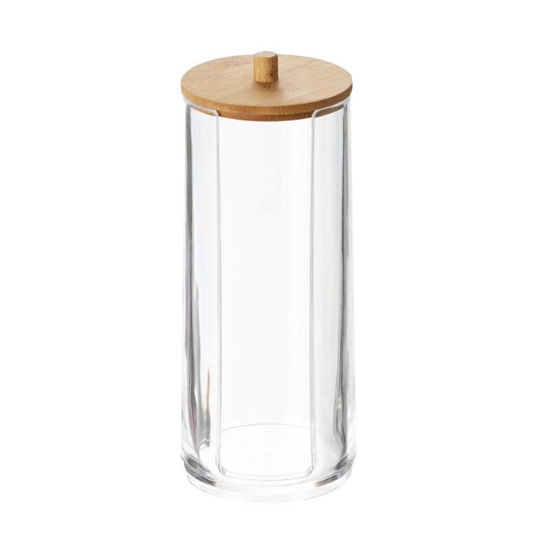 Acrílico redondo Qtip contenedor recipientes para especias tazón de algodón de maquillaje organizador para almohadilla de la joyería caja de almacenamiento de titular de caramelo tarros con tapa: 7