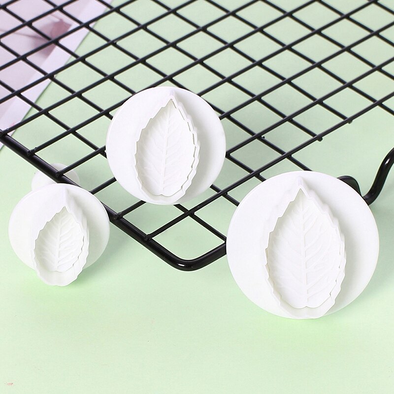 3 Stks/set Cake Rose Leaf Plunger Fondant Decorating Sugar Craft Mold Cookie Biscuit Cutter Cake Decorating Gebak Cake Gereedschap