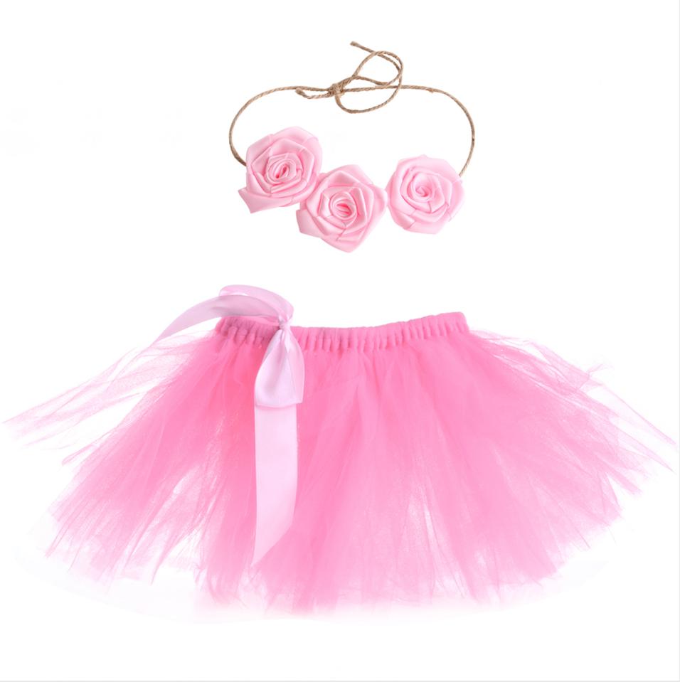 Mooie Baby Pasgeboren Baljurk Peuter Haarband Meisjes Tutu Rok Photo Prop Kostuum Outfit: Pink