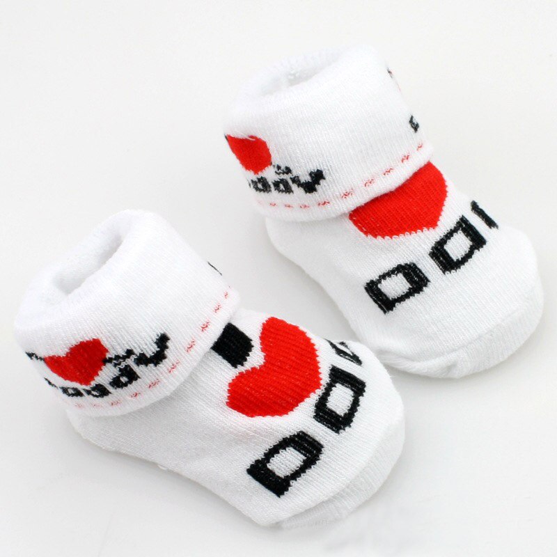 100% katoenen Baby sokken antislip vloer sokken love dad liefde mum cartoon kleine kid's voor meisjes: Love Dad