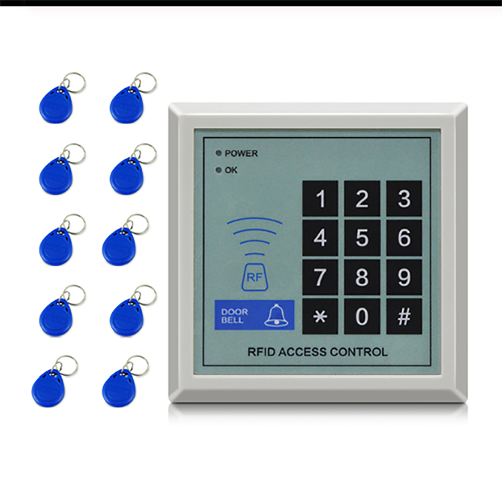 125KHz RFID Proximity Card Reader Door Access Control system Entry System 100lbs Magnetic Lock Kit: x1 and 10 Keys