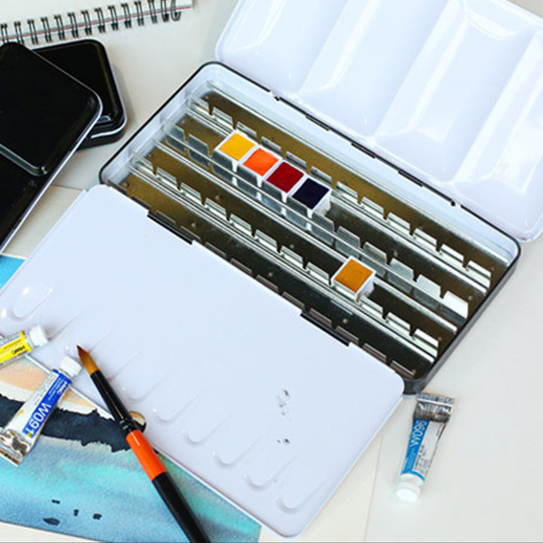 Akvarel krukke palet maling kasse metal solid akvarel maling tom kasse 12/24/48 gitter akvarel tom tin kasse
