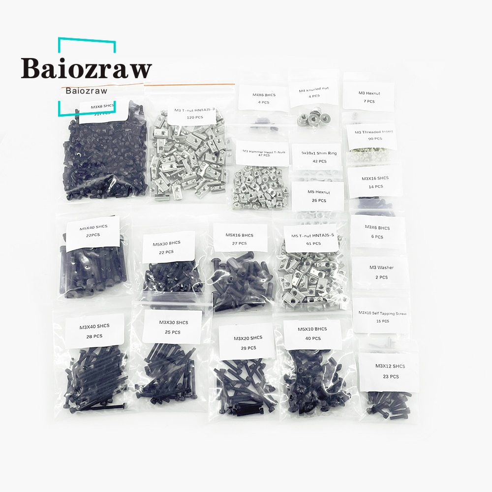 Baiozraw 3D Printer Screws Full Kit DIY Project Fasteners Screws Nuts Full Kit For Voron 2.4 Parts
