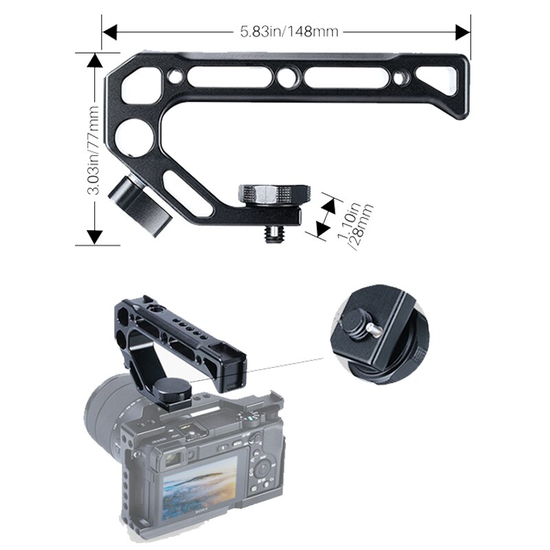 Impugnatura a gabbia ZV1 per gabbia per fotocamera Sony ZV1 con impugnatura laterale in legno scarpa fredda 1/4 &quot;foro per vite per microfono treppiede a LED