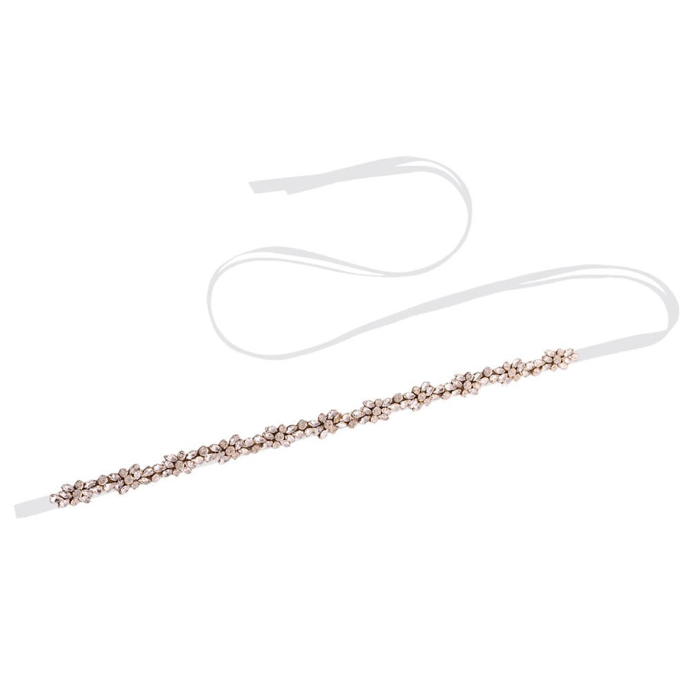 TRiXY S437-G cinturones de diamantes de imitación dorados para mujer, cinturón de cinta nupcial, cinturón de cintura nupcial, joyería, cinturón decorativo, cinturón de faja para chica: white