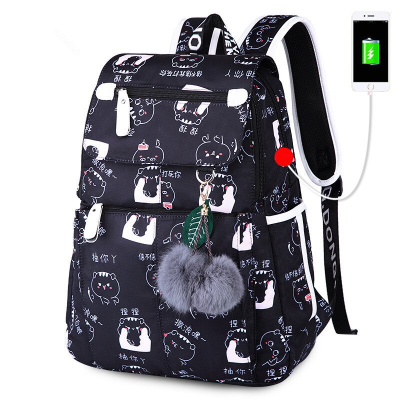 Schule taschen für mädchen weibliche laptop rucksack usb rucksack kinder rucksäcke nette katze schule rucksack für mädchen buch tasche pack