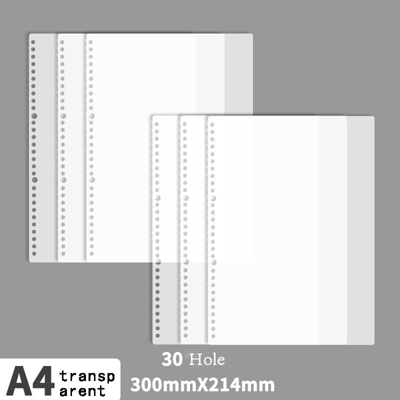 2 Pcs A5/B5/A4 Loose-Leaf Book Cover 20/26/30 Hole Binder Circle PP Separator Memo Pad Accessory For Office Documents: A4-T-20