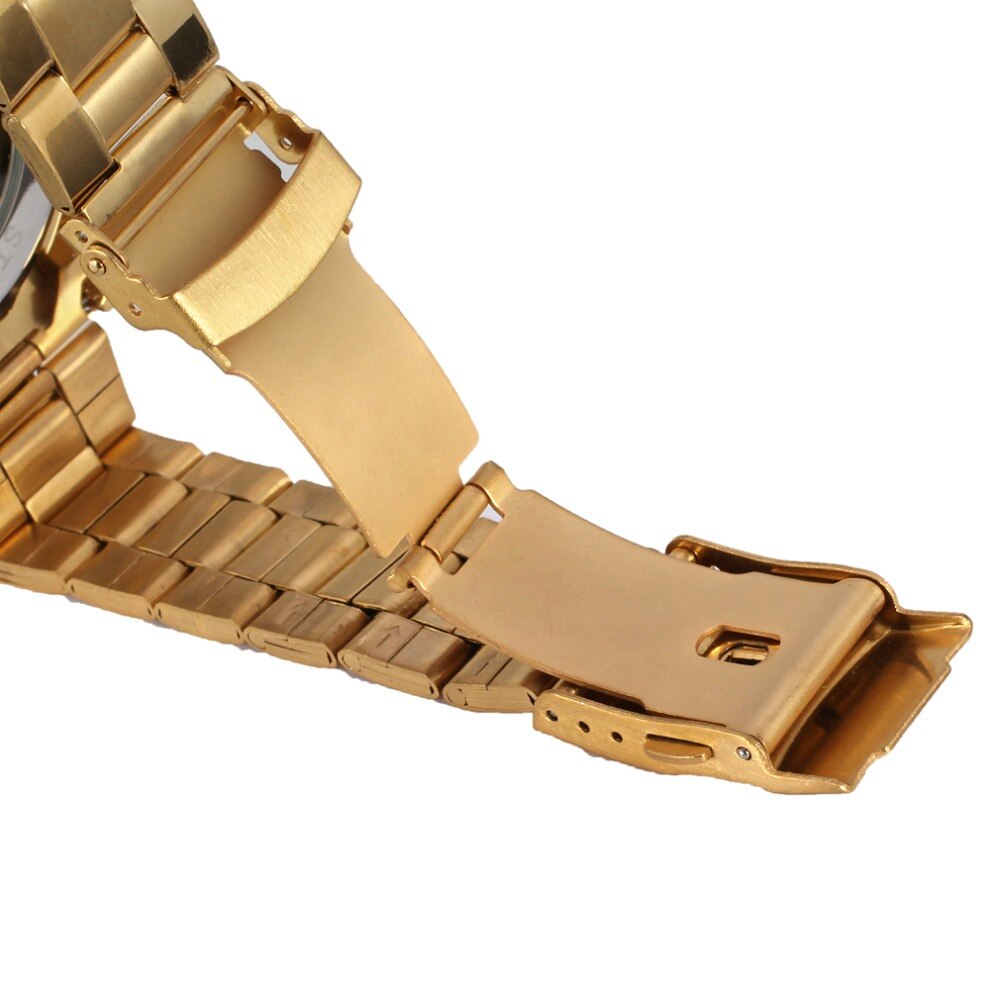 Full Golden Steampunk Men Skeleton Mechanical Automatic Casual Wrist Watches for Men