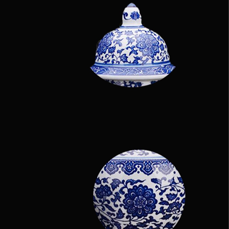 1 x Jingdezhen Classic Blue and White Porcelain Dragon Temple Ceramic Ginger Jar Vase China Ming Style Height 15"(38cm)