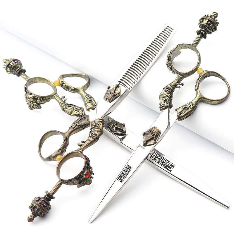 Vintage Hairdressing Scissors 6 Inch 7 Inch Hairstylist Special Flat Scissors Dental Scissors Combination Haircutting Sets
