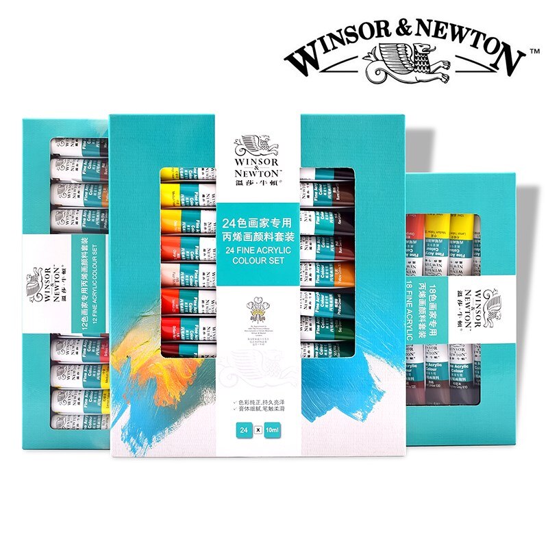 Winsor &amp; Newton 24/18/12 Kleur 10Ml Acryl Pigment Set Stof Textiel Verf Felgekleurde Craft Verf Tekening levert