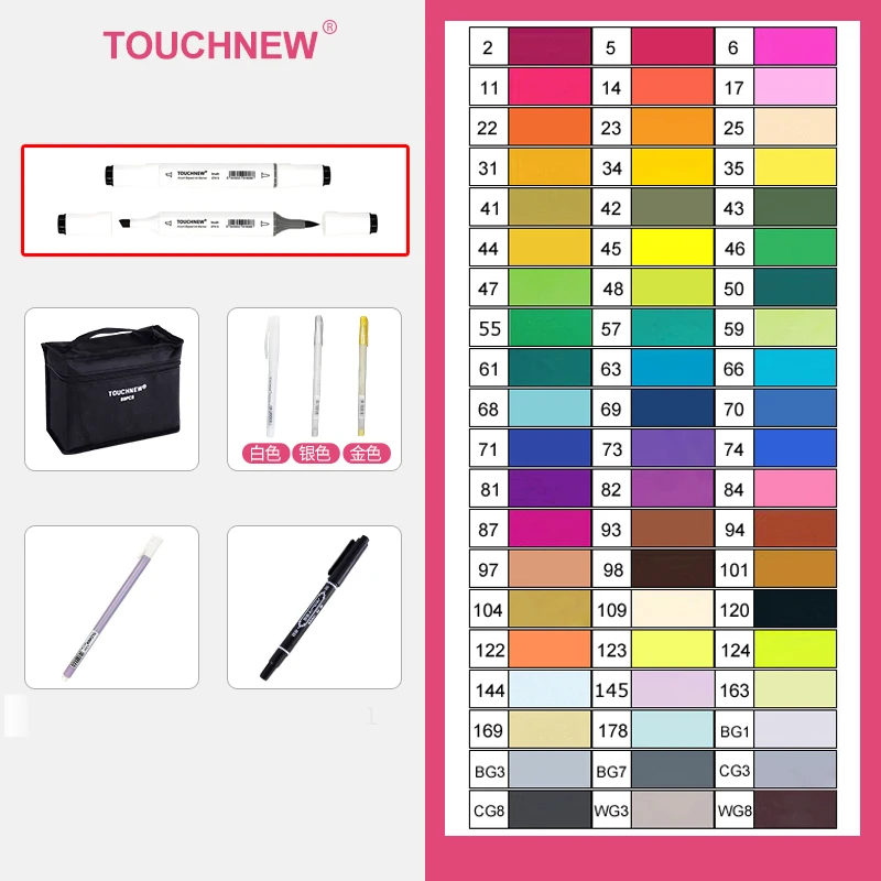 TOUCHNEW Marker 12/30/60/80/168 Colors Soft Brush Markers Pen Sketch Drawing Markers Set For Adults Comic Animation Art Supplies: Dark Grey