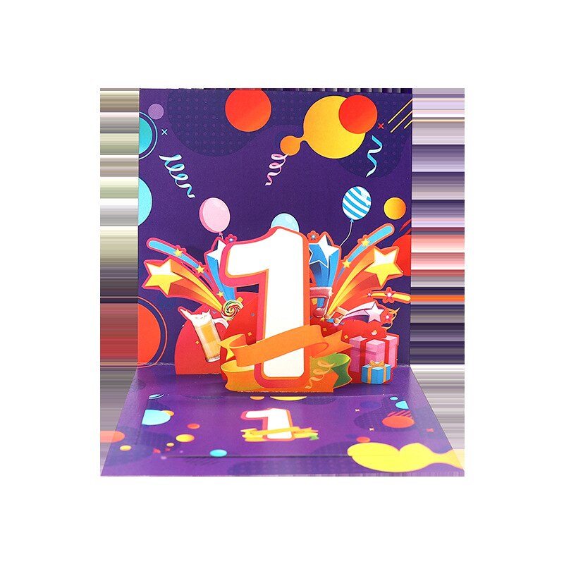 3D Handmade Colorful Print Cartoon First Anniversary Day Paper Invitation Greeting Cards Wedding Employee