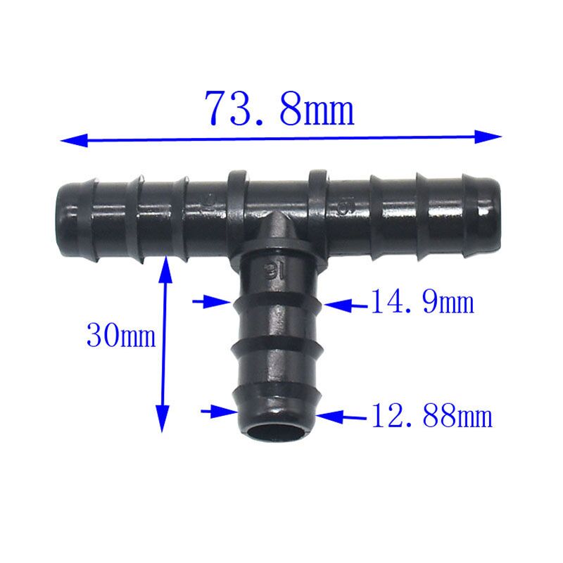 Hageslange 16mm tee mothake kobling 3 ringetone hage vanningskobling 1/2 slange vann splitter drivhus drypp vanning 5 stk