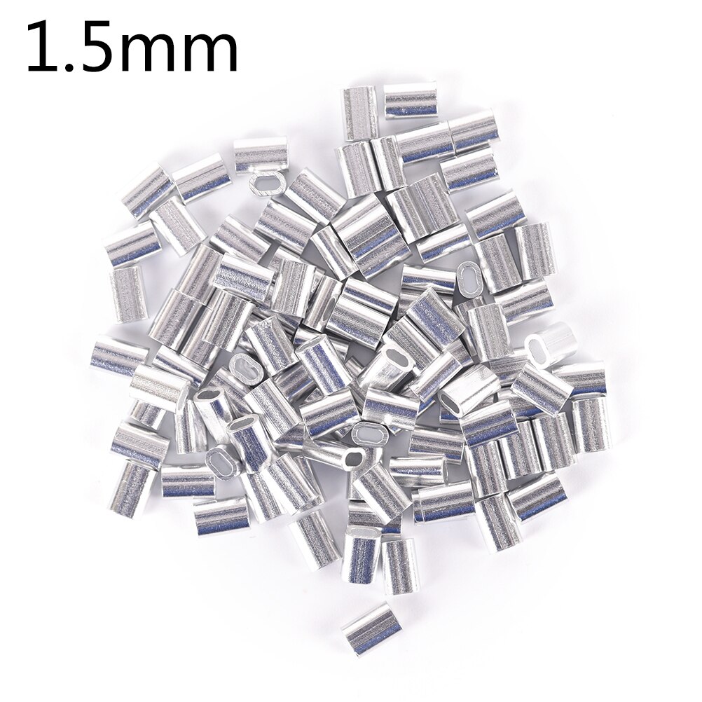 100 stk pakke premium single aluminiums ærmer til monofilament rigging spor leder krymper 1.0mm 1.2mm 1.5mm